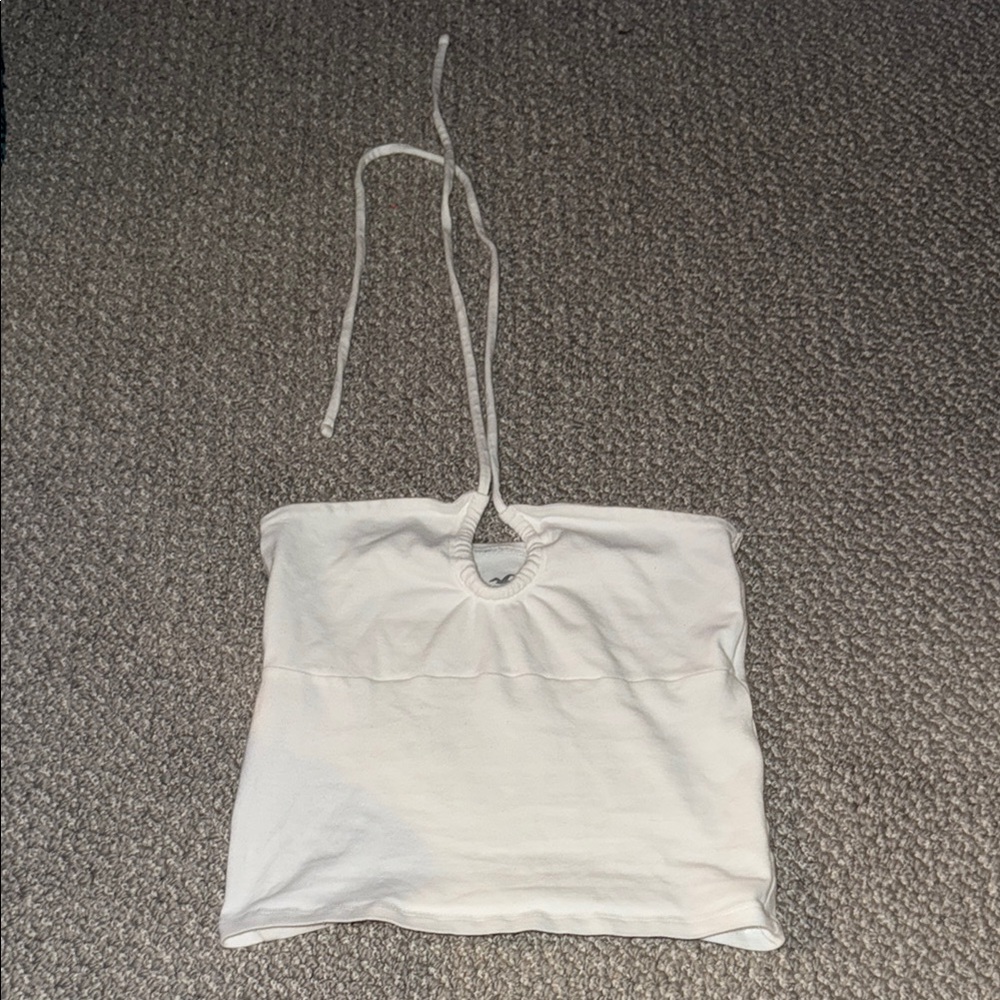 White halter neck top